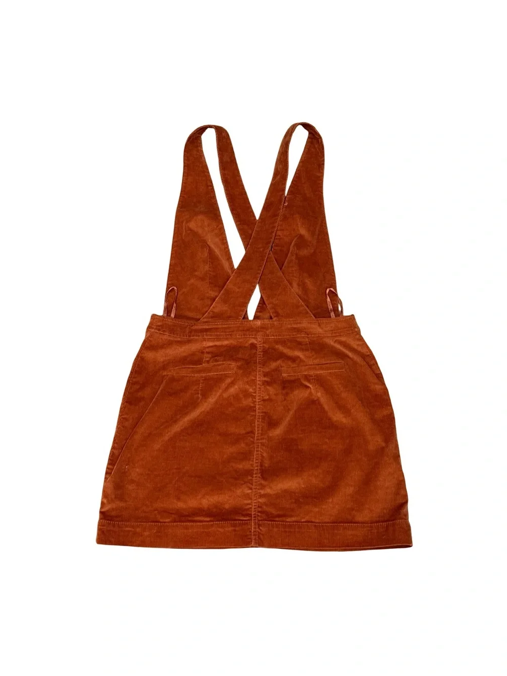🍂Free People Old School Love Corduroy Overall Pinafore Dress Rust Orange Size 6